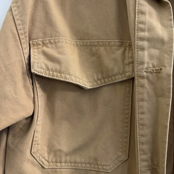 Pull&Bear Utility Field Jacket Women’s Size XS Oversized Tan 100% Cotton - Picture 3 of 11
